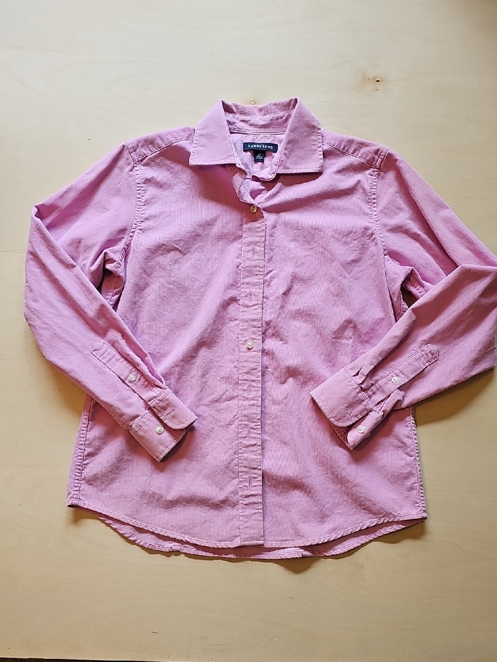 Lands' End Women's  XS/P Light Pink Long-Sleeve Button-Down Shirt